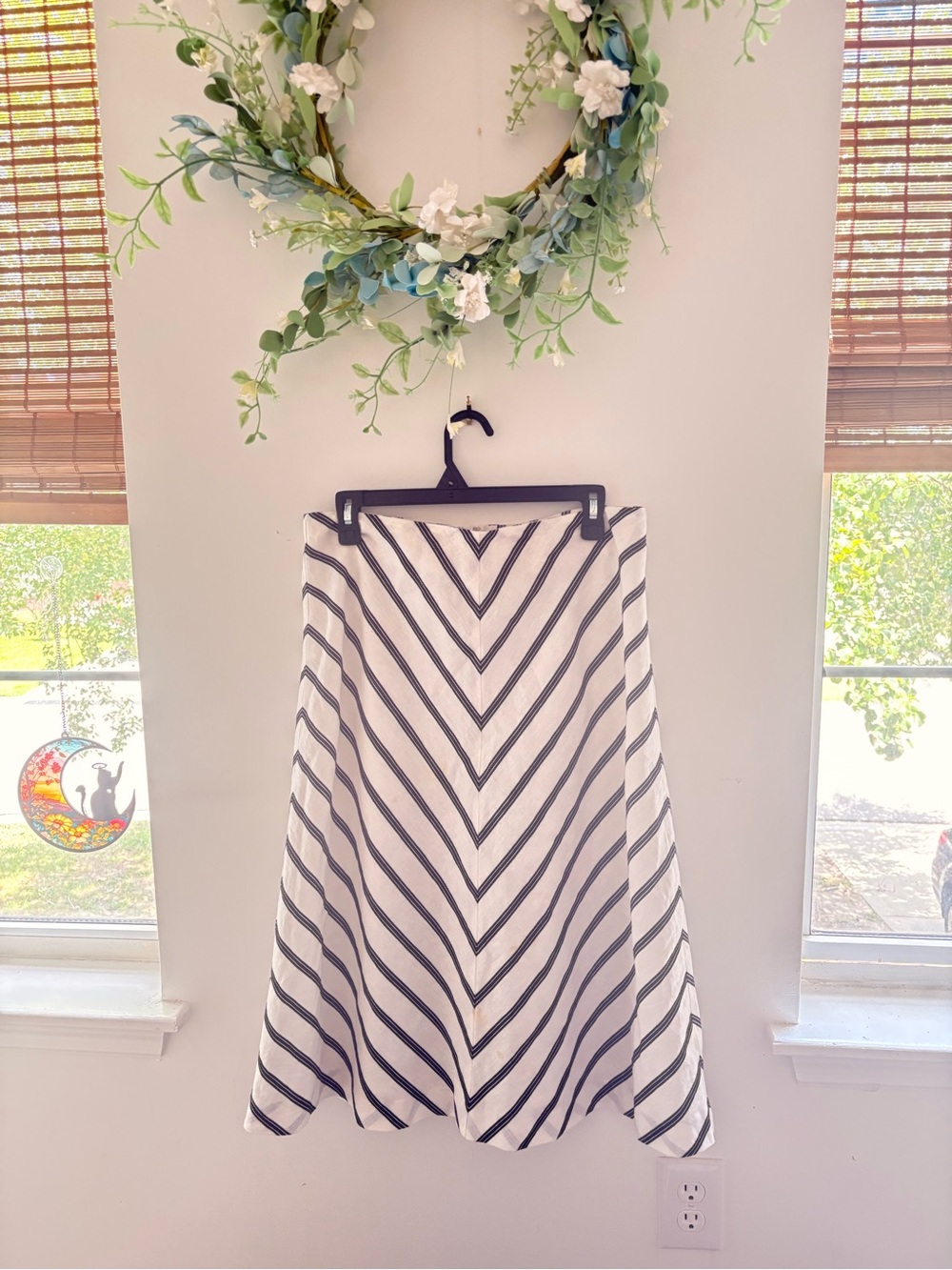 Talbots Linen/cotton A-Line Midi Skirt - Black & White sz 10